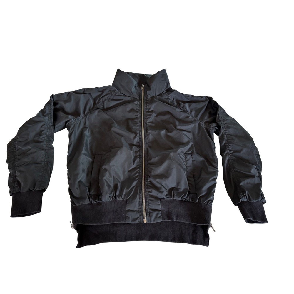 Athleta Jetset Bomber Jacket Black Medium Water Resistant Ruched Utility - Picture 6 of 12